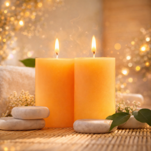 2 pieces mango sorbet fragrance pillar candles 120 gram